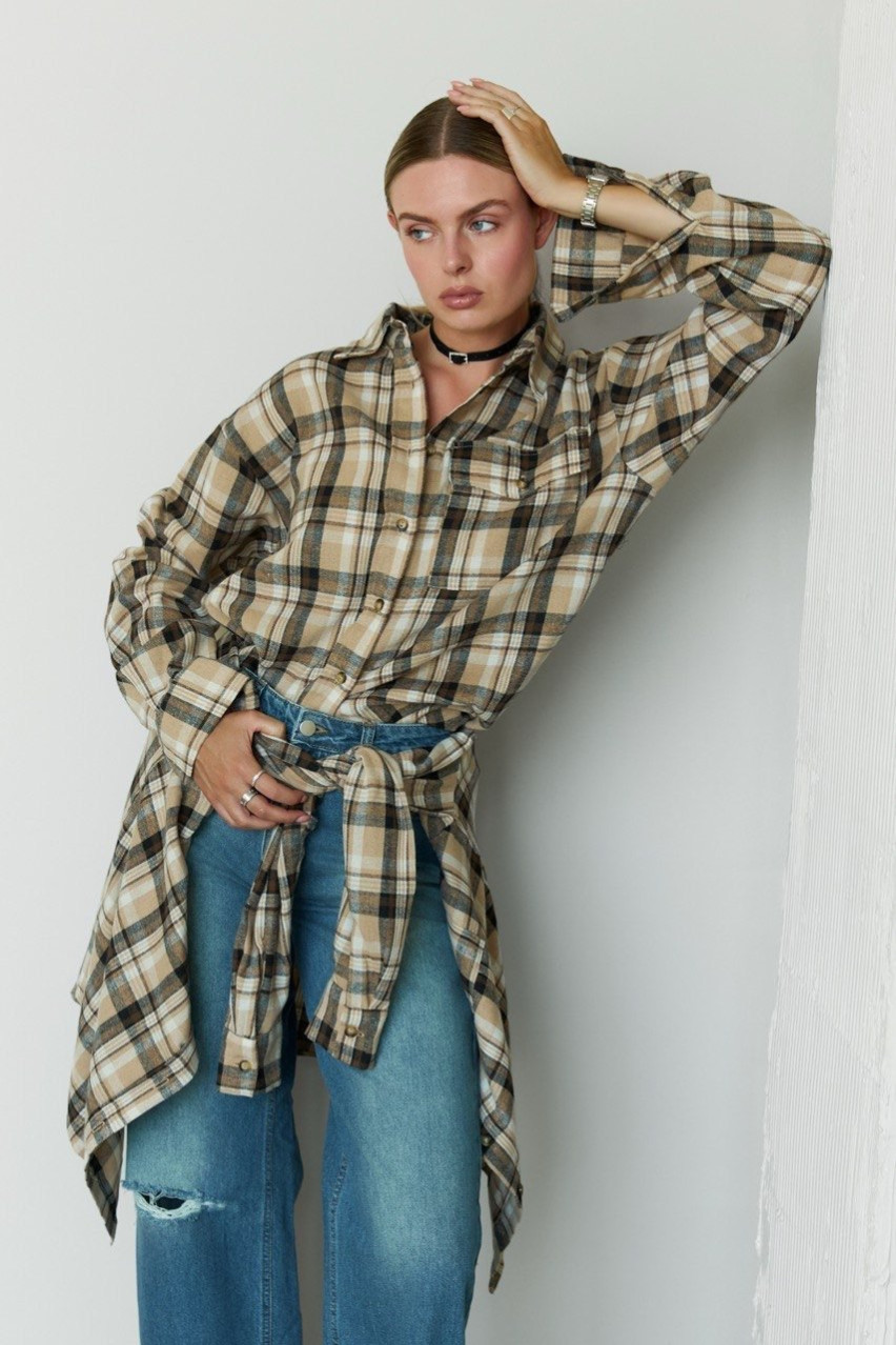 Кемел рубашка в клетку Basic FW24-25 BLAZH.